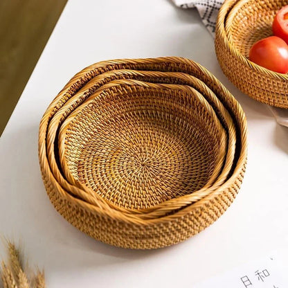 Handwoven rattan organiser basket – view 4