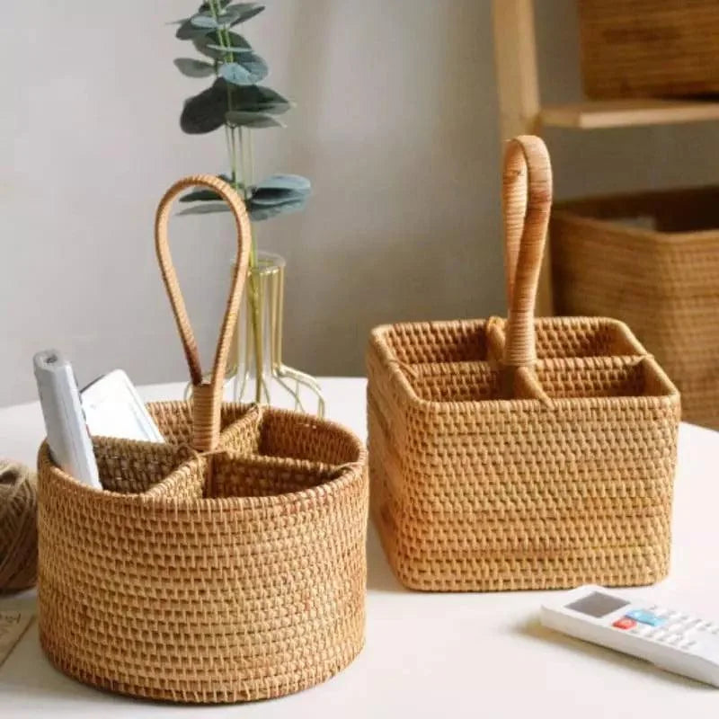 Handwoven rattan storage basket