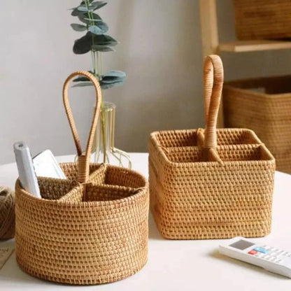 Handwoven rattan storage basket