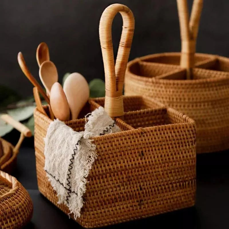 Handwoven rattan storage basket – view 2