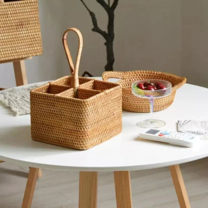 Handwoven rattan storage basket – view 3