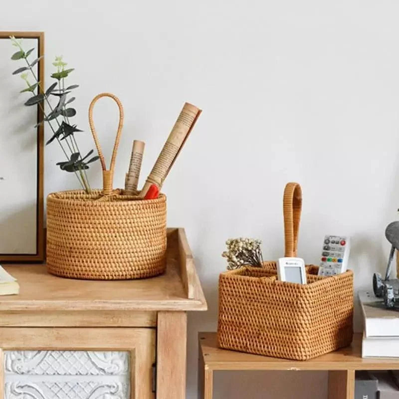 Handwoven rattan storage basket – view 12