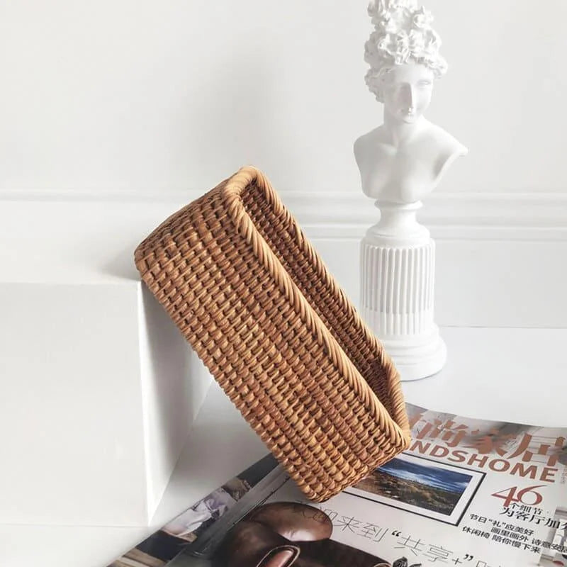 Handwoven natural rattan storage tray – view 14