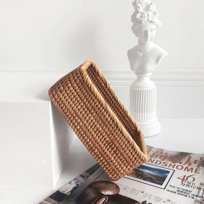 Handwoven natural rattan storage tray – view 14