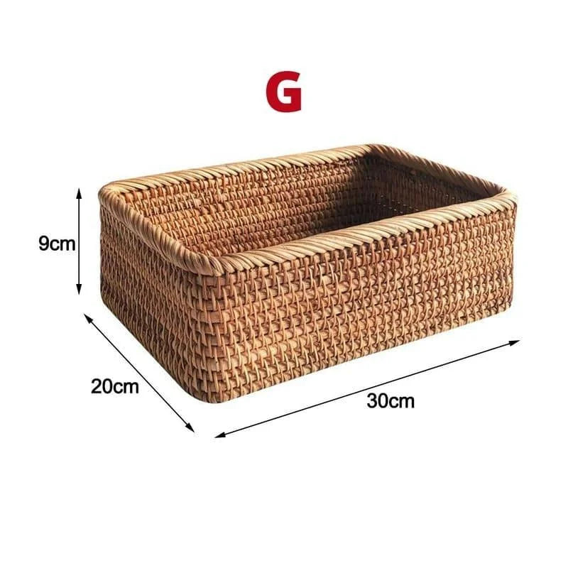 Handwoven natural rattan storage tray – view 17