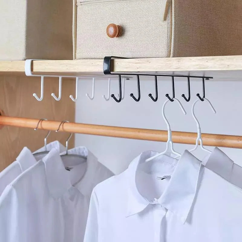 Hanging metal kitchen utensil rack with 6 hooks – view 8