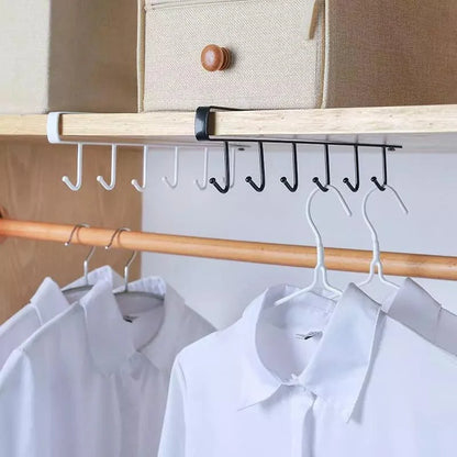 Hanging metal kitchen utensil rack with 6 hooks – view 8