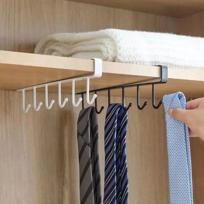 Hanging metal kitchen utensil rack with 6 hooks – view 10
