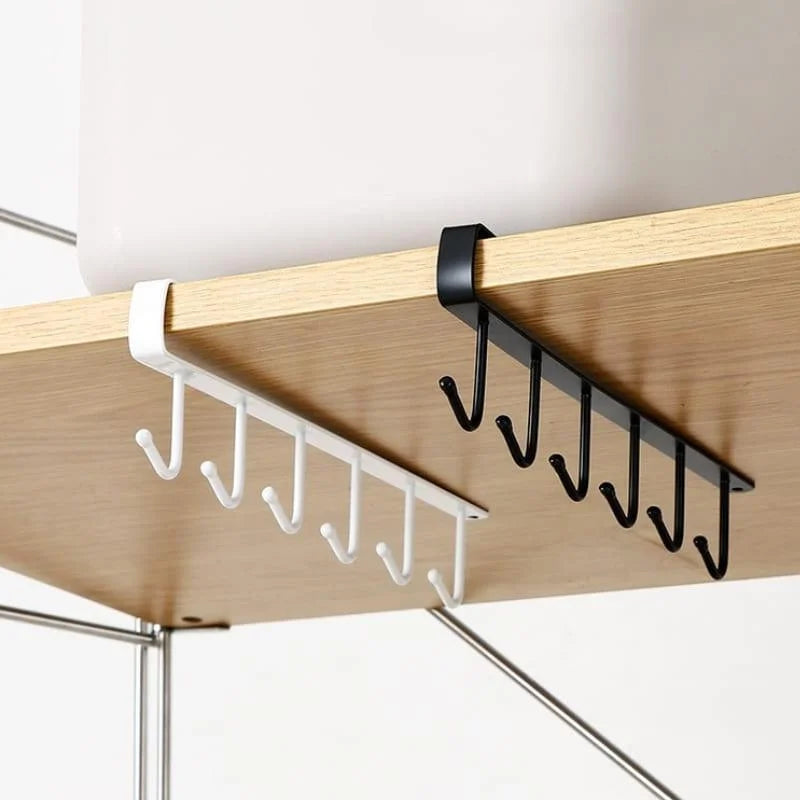 Hanging metal kitchen utensil rack with 6 hooks – view 12