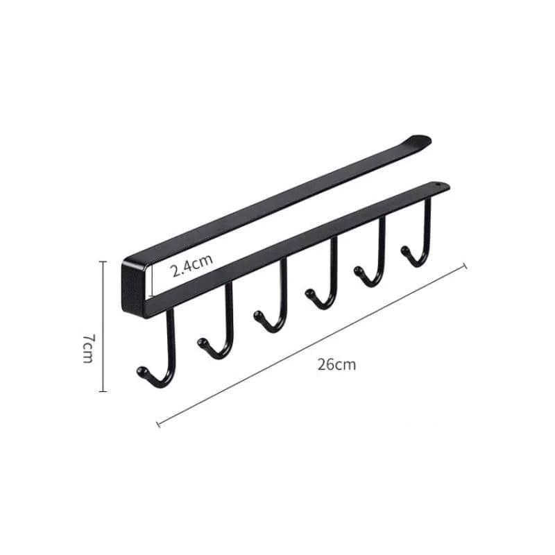 Hanging metal kitchen utensil rack with 6 hooks – view 13