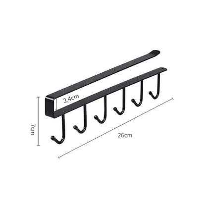 Hanging metal kitchen utensil rack with 6 hooks – view 13