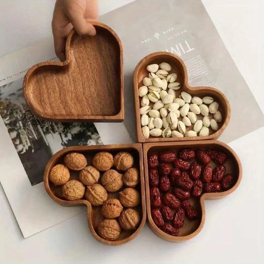 Heart-Shaped Walnut Dessert Tray