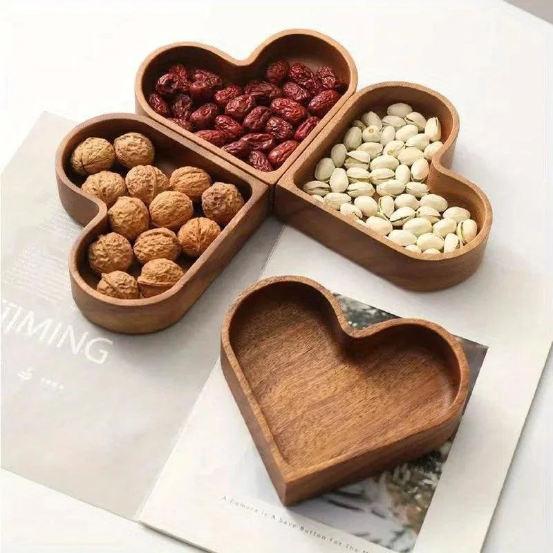 Heart-Shaped Walnut Dessert Tray – view 2