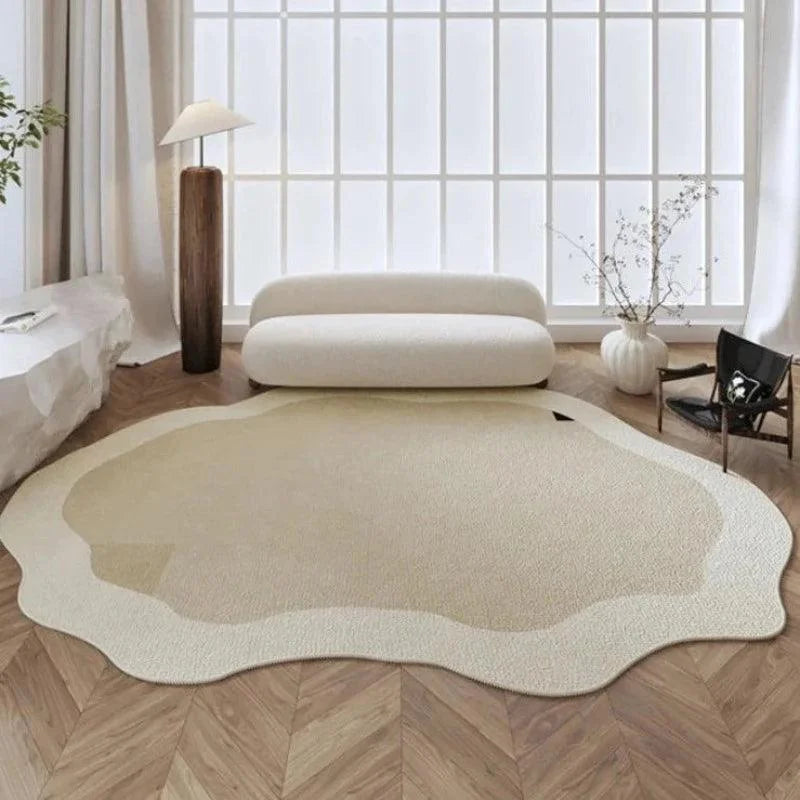Irregular Geometric Non-Slip Area Rug – Beige