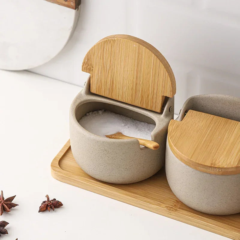 Japanese-Style Ceramic Spice Jar with Bamboo Lid – view 5