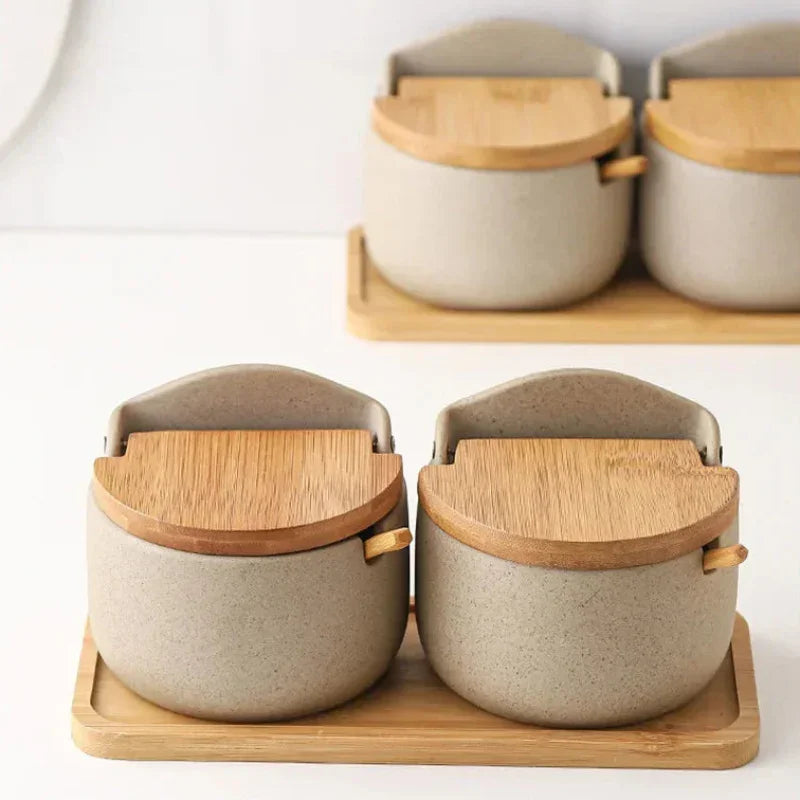 Japanese-Style Ceramic Spice Jar with Bamboo Lid – view 6