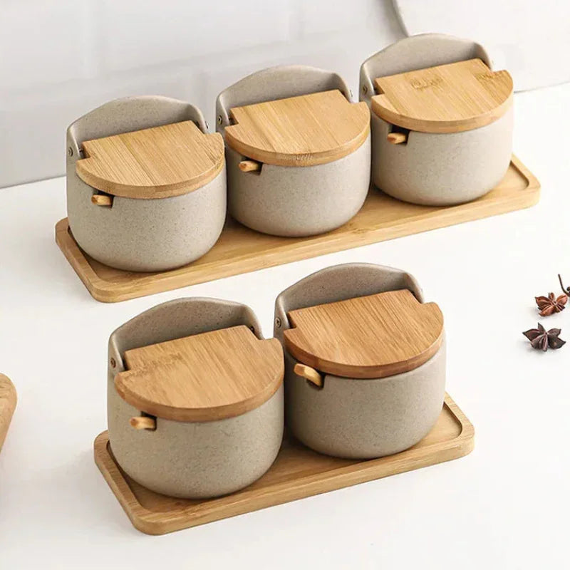 Japanese-Style Ceramic Spice Jar with Bamboo Lid – view 7