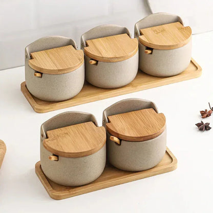 Japanese-Style Ceramic Spice Jar with Bamboo Lid – view 7