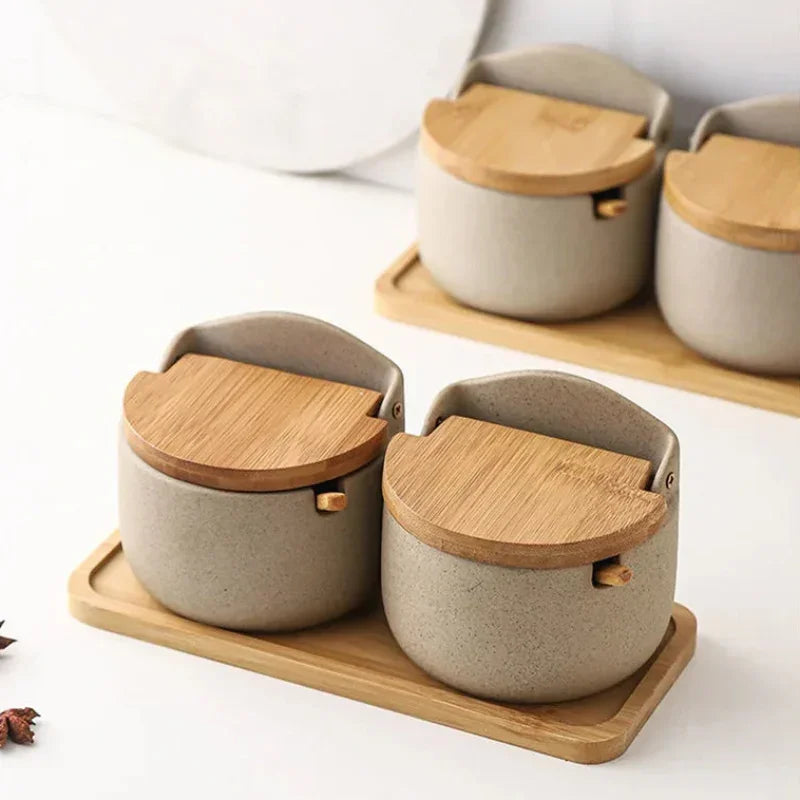 Japanese-Style Ceramic Spice Jar with Bamboo Lid – view 8