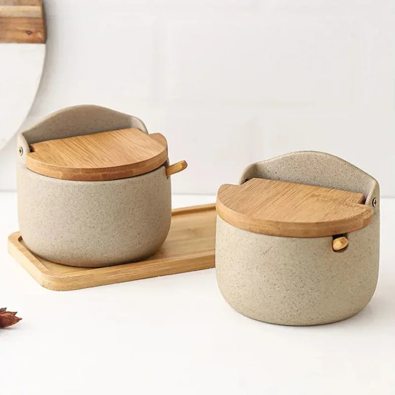 Japanese-Style Ceramic Spice Jar with Bamboo Lid – view 10