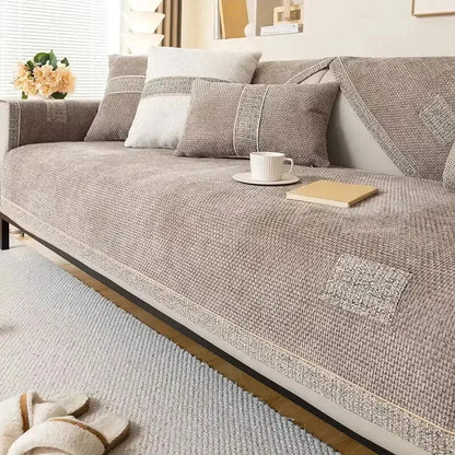 Khaki Chenille Non-Slip Sofa Protector – view 6