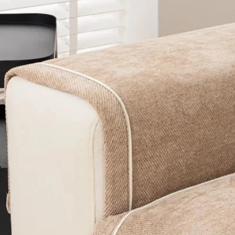Khaki Lightweight Chenille Non-Slip Sofa Cover – view 7