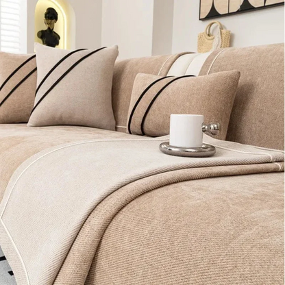 Khaki Lightweight Chenille Non-Slip Sofa Cover – view 12