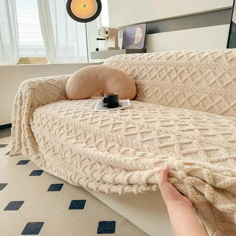 Light Beige Coral Fleece Sofa Throw – view 2