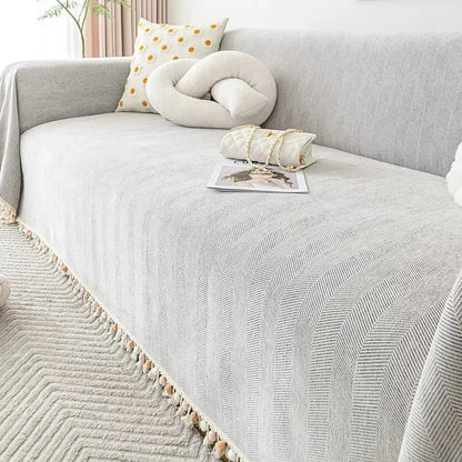 Light Grey Chevron Chenille Sofa Protector