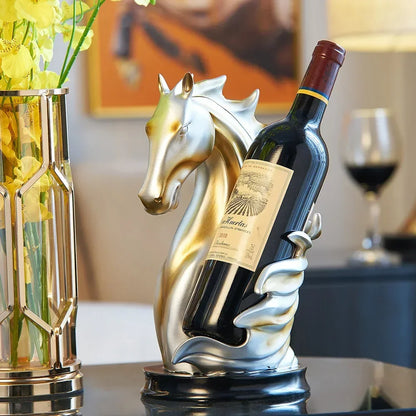 Light Grey Horse Resin Wine Bottle Holder