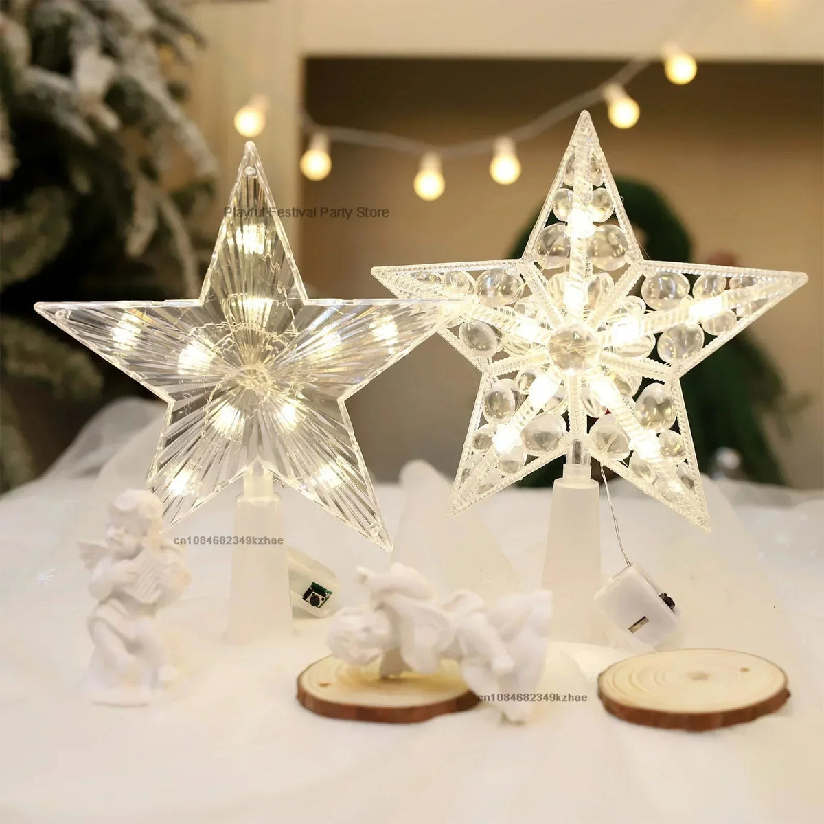 Light-Up Acrylic Christmas Tree Topper Star – 2 Models – view 2