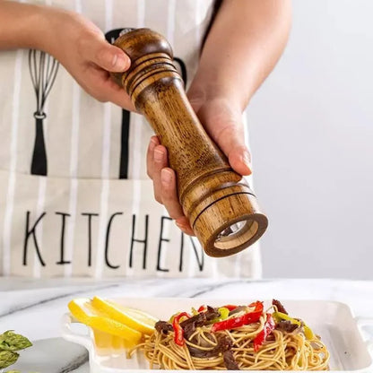 Manual wooden pepper and spice grinder