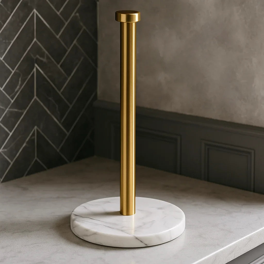 Marble-Style Paper Towel & Cling Film Holder – Gold or Silver