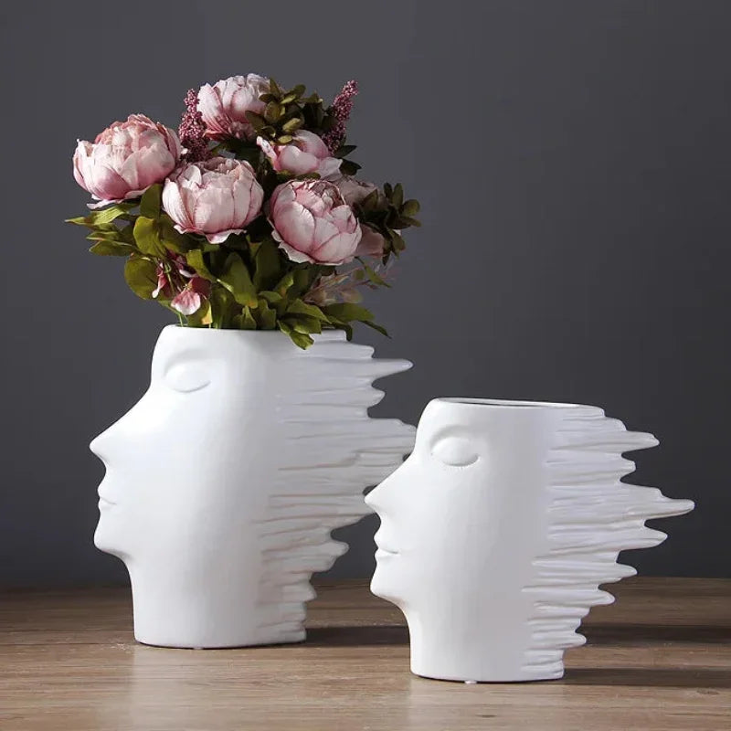 26.3cm Matte Face Sculpture Ceramic Vase