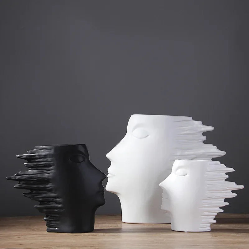 26.3cm Matte Face Sculpture Ceramic Vase – view 2