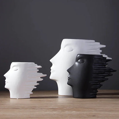 26.3cm Matte Face Sculpture Ceramic Vase – view 4