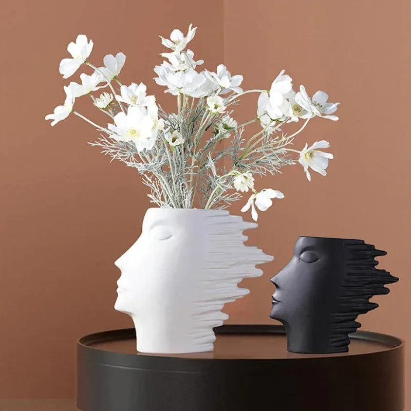 26.3cm Matte Face Sculpture Ceramic Vase – view 5