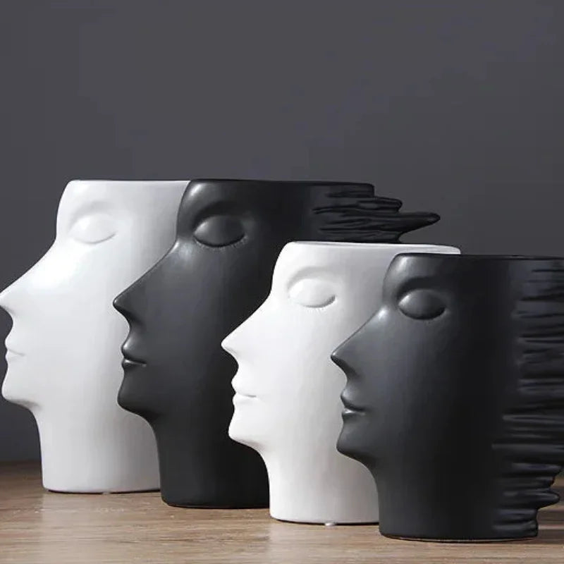 26.3cm Matte Face Sculpture Ceramic Vase – view 13