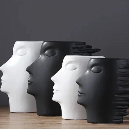 26.3cm Matte Face Sculpture Ceramic Vase – view 13