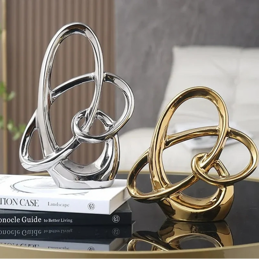 Metallic-Finish Ceramic Ring Sculpture – 2 Designs