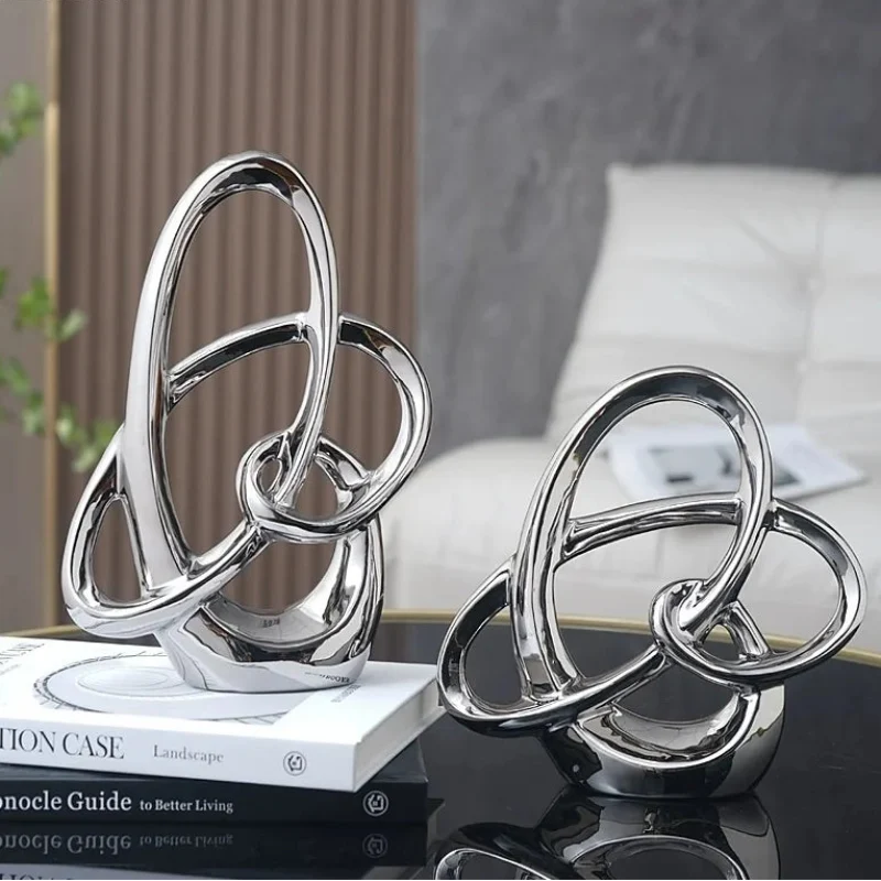 Metallic-Finish Ceramic Ring Sculpture – 2 Designs – view 3
