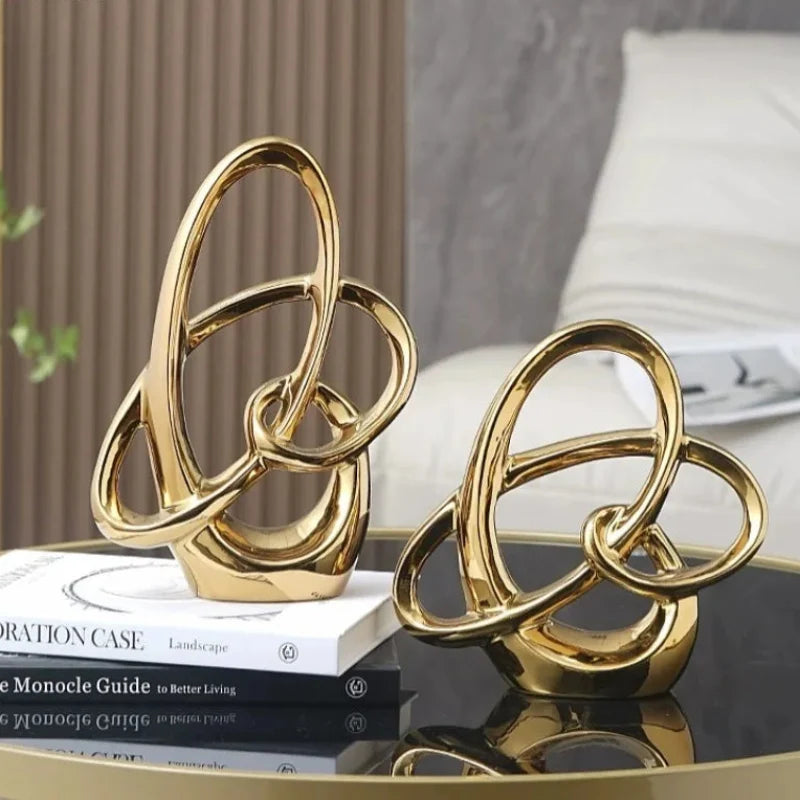 Metallic-Finish Ceramic Ring Sculpture – 2 Designs – view 4