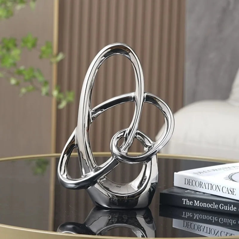 Metallic-Finish Ceramic Ring Sculpture – 2 Designs – view 5
