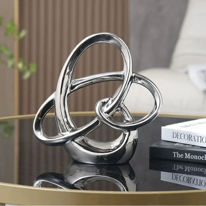 Metallic-Finish Ceramic Ring Sculpture – 2 Designs – view 6