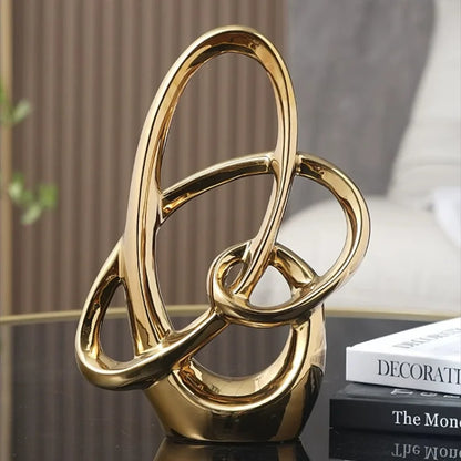 Metallic-Finish Ceramic Ring Sculpture – 2 Designs – view 7