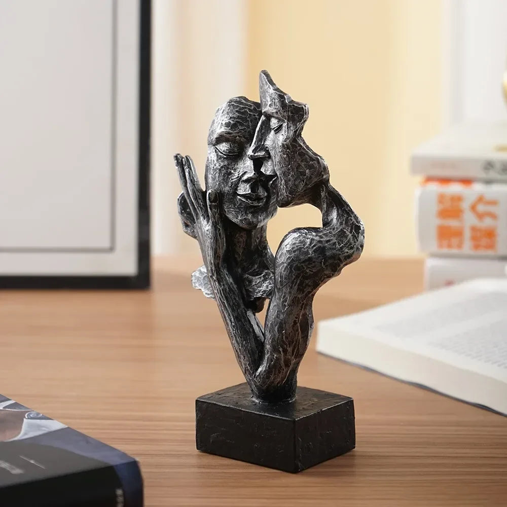 Mini Embracing Couple Resin Sculpture – view 2
