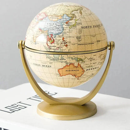Mini Retro Decorative Globe – White