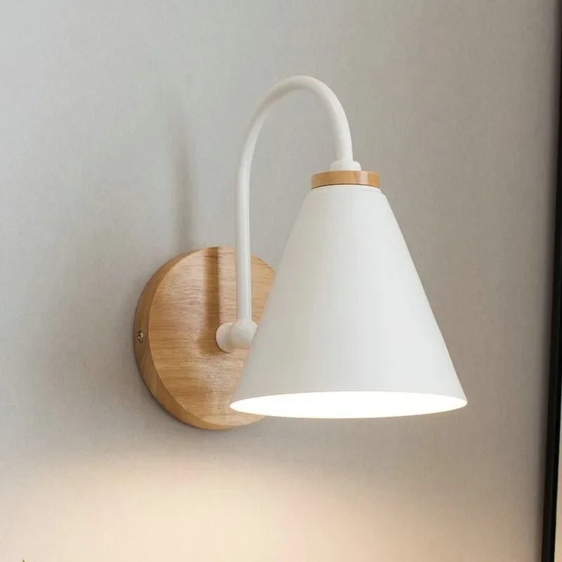 Minimalist Wood & Metal Wall Light – White or Black – view 3