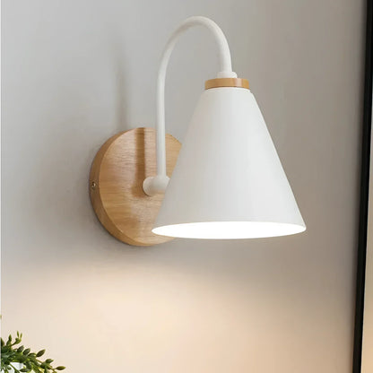 Minimalist Wood & Metal Wall Light – White or Black – view 5