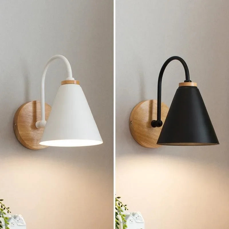 Minimalist Wood & Metal Wall Light – White or Black – view 8